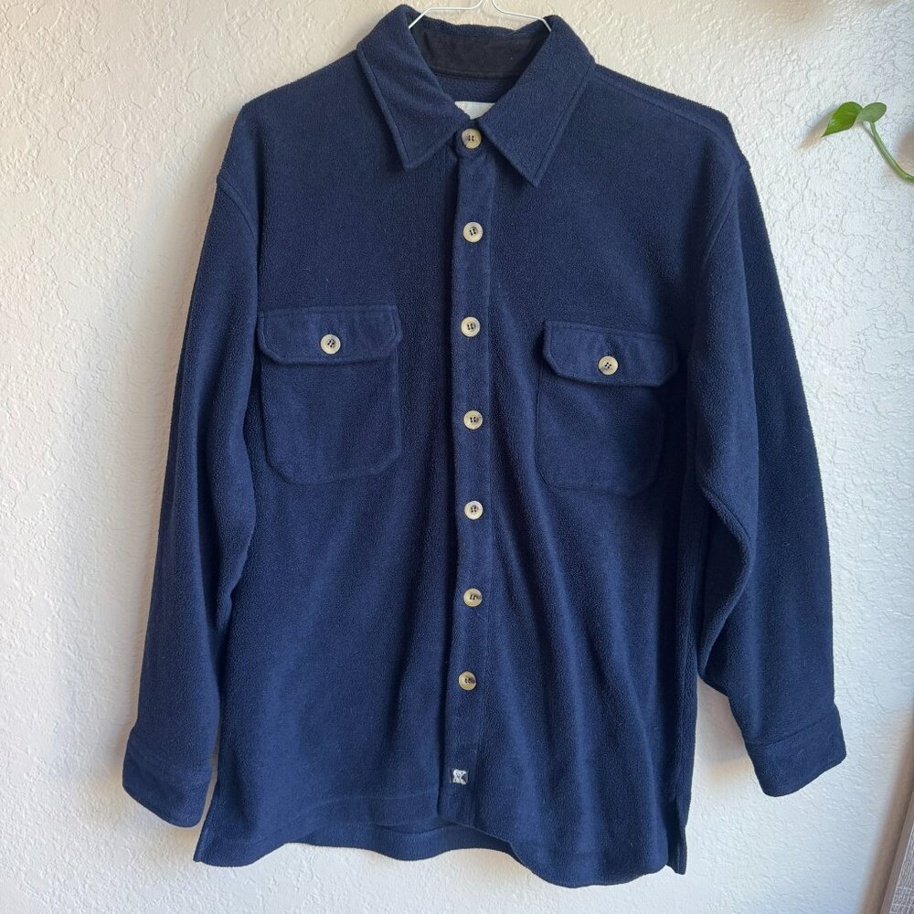 Juneau Alaska Navy Blue Fleece Button-Up Shirt Jacket Men’s L